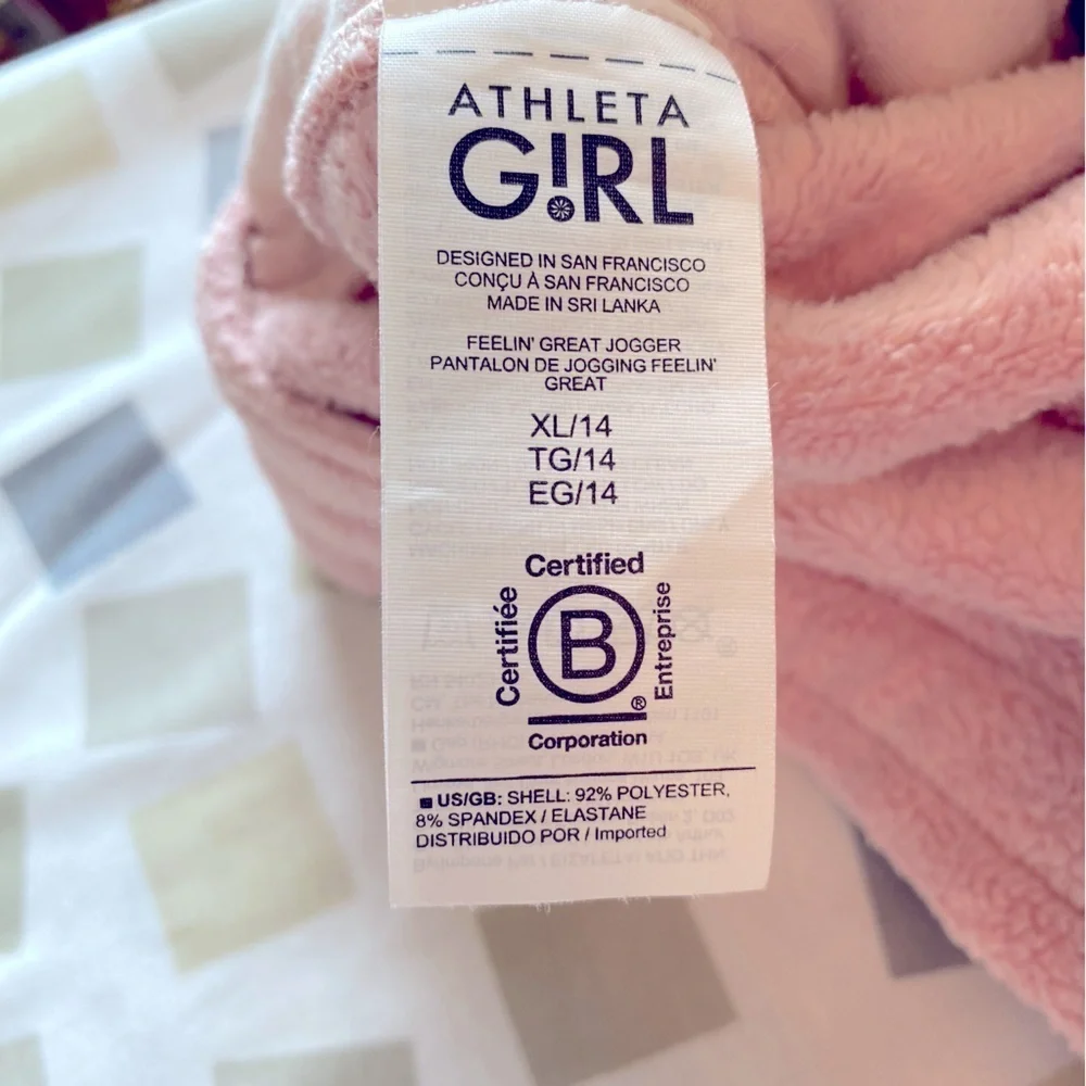 Athleta Girl Feelin' Great Pink Plush Velour Jogger